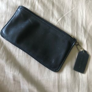 vintage Coach black leather cosmetic bag
